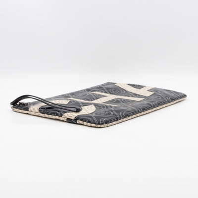 Large O-Pouch CC Camellia Black & White Coated Canvas
