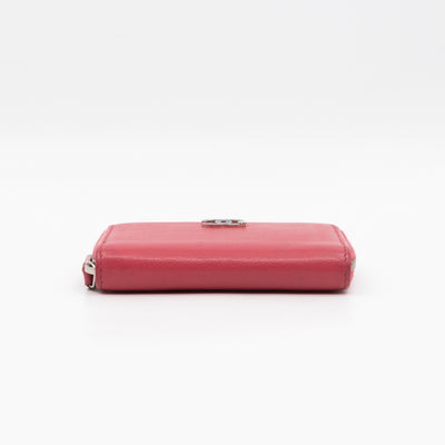Zipped Coin Purse Lucky Clover Pink Leather