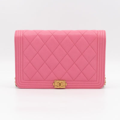 Boy Wallet On Chain Pink Caviar Gold