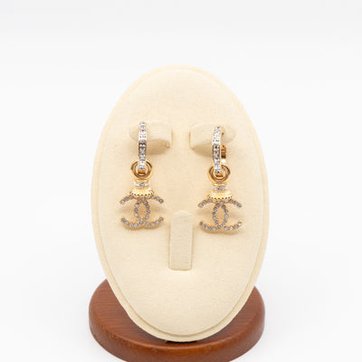 Crystal CC Hoops Earrings Gold
