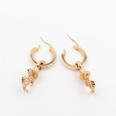 Crystal CC Hoops Earrings Gold