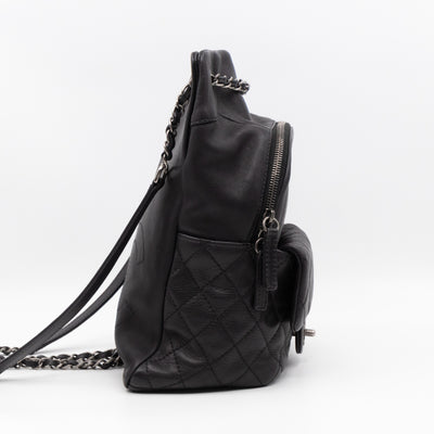 Drawstring Backpack Black Calfskin Leather