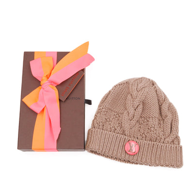 Button Beanie Beige Pink