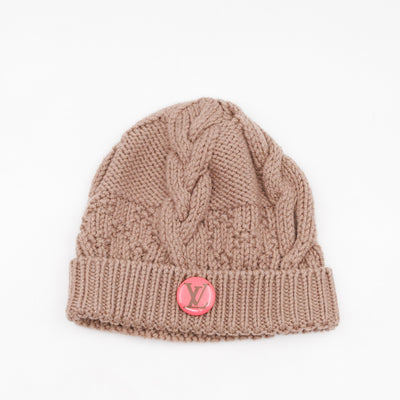 Button Beanie Beige Pink