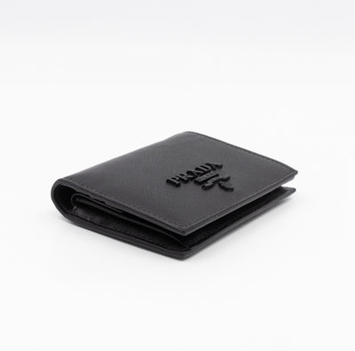 Bifold Wallet Saffiano Shine Black Leather