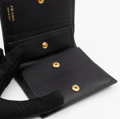 Bifold Wallet Saffiano Shine Black Leather