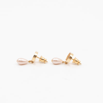 Petit CD Gold Earrings With Light Pink Pearl Drop