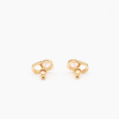 Petit CD Gold Earrings With Light Pink Pearl Drop