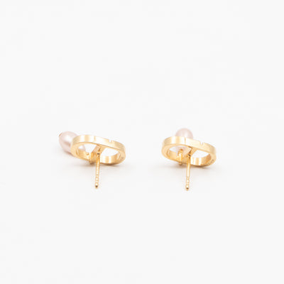 Petit CD Gold Earrings With Light Pink Pearl Drop