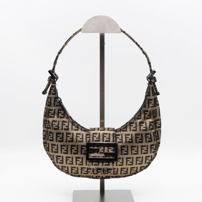 Baguette Croissant Mini Bag Zucca Glitter Black FF Monogram