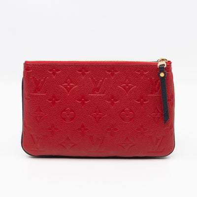 Double Zip Pochette Navy & Red Monogram Empreinte