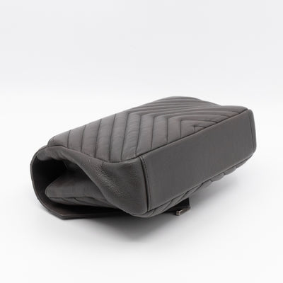 College Medium Chevron Quilted Gray Leather