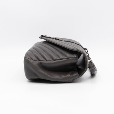 College Medium Chevron Quilted Gray Leather
