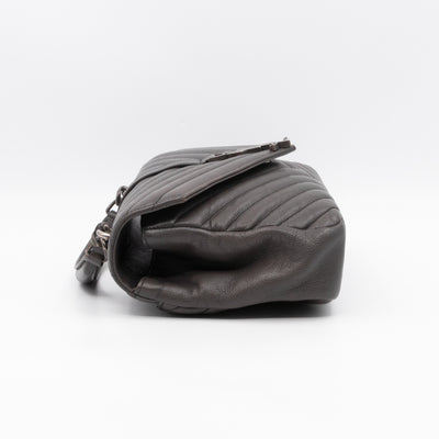 College Medium Chevron Quilted Gray Leather