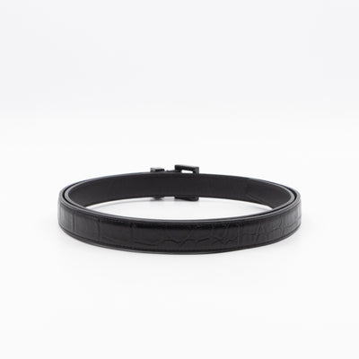 Slim Belt Black Croc Embossed 85/34
