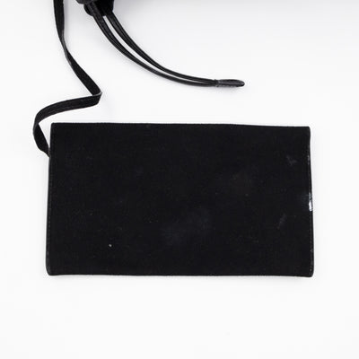 Teddy Drawstring Bucket Bag Black Raffia & Leather