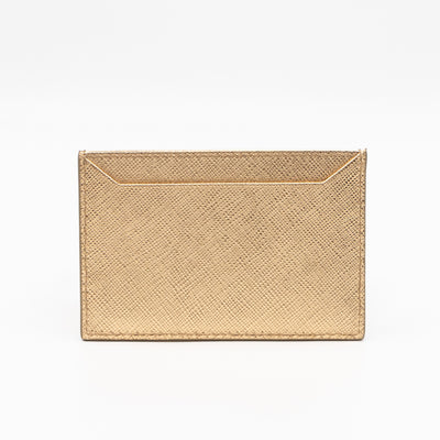 Metal Saffiano Wallet Gold Leather