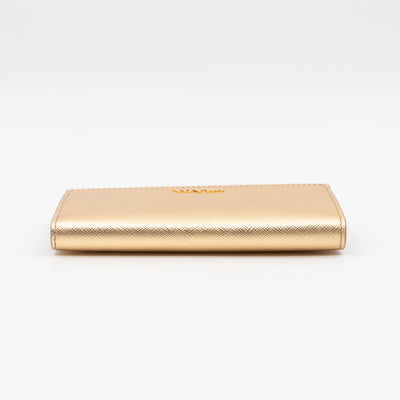 Metal Saffiano Wallet Gold Leather