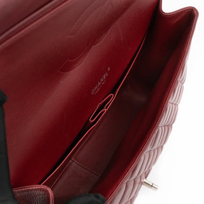 Classic Double Flap Maxi Burgundy Caviar Leather Silver