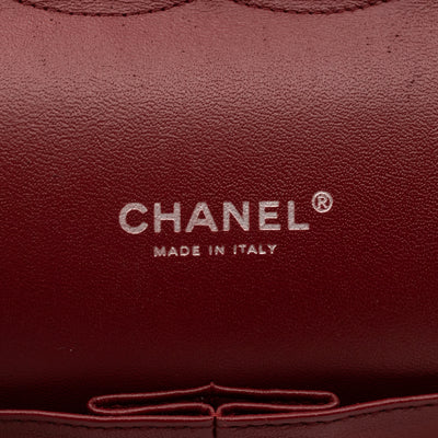 Classic Double Flap Maxi Burgundy Caviar Leather Silver