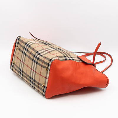 Small Canterbury Tote Haymarket Check Orange Leather