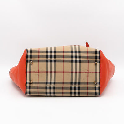Small Canterbury Tote Haymarket Check Orange Leather