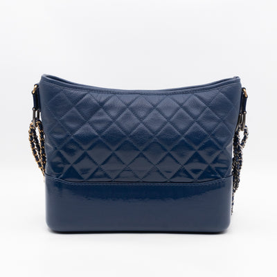 Gabrielle Hobo Large Dark Blue Goatskin Leather