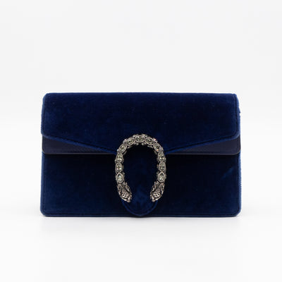 Dionysus Super Mini Blue Velvet Leather