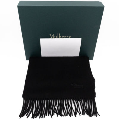 Small Solid Scarf Black Merino Wool