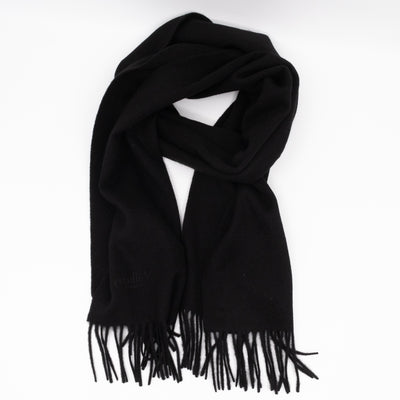 Small Solid Scarf Black Merino Wool