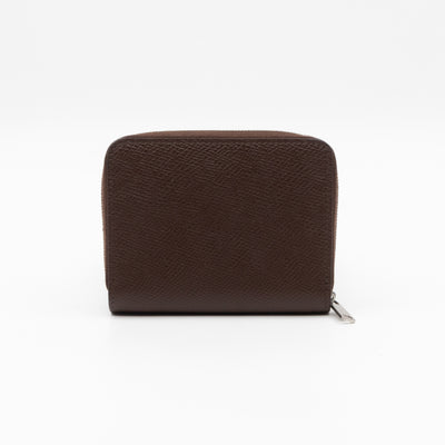 Zip Around Coin Purse Brown Calfskin Leather