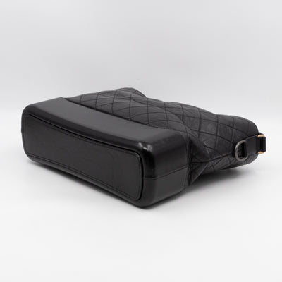 Gabrielle Hobo Maxi Black Calfskin Leather