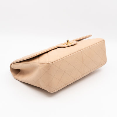 Classic Single Flap Jumbo Beige Caviarskin Leather Gold