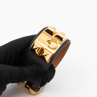 Collier de Chien Bracelet Gold & Black Leather