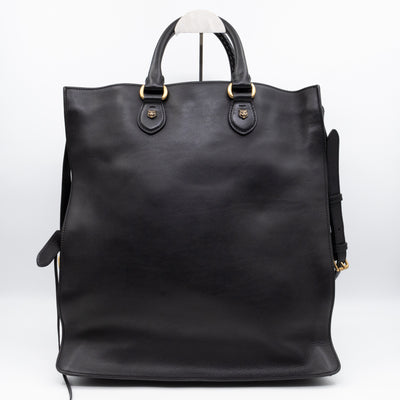 Braided Detail Feline Shopper Bag Black Leather