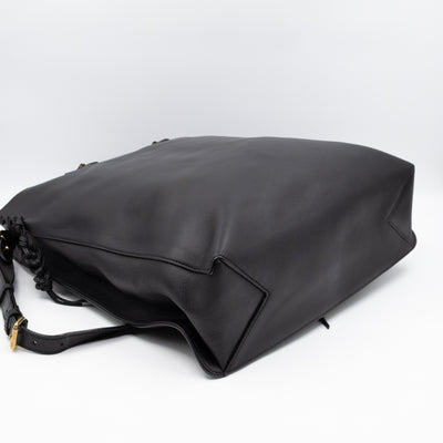 Braided Detail Feline Shopper Bag Black Leather