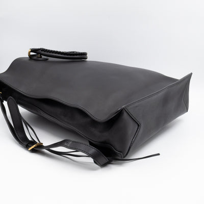 Braided Detail Feline Shopper Bag Black Leather