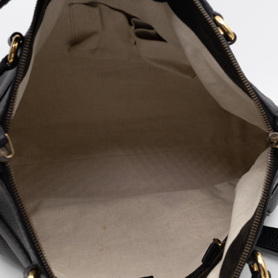 Ride Top Handle Tote Bag Black Pebbled Calfskin Leather