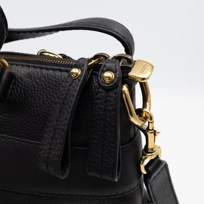 Ride Top Handle Tote Bag Black Pebbled Calfskin Leather
