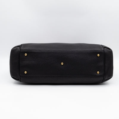 Ride Top Handle Tote Bag Black Pebbled Calfskin Leather