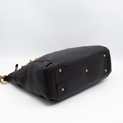 Ride Top Handle Tote Bag Black Pebbled Calfskin Leather