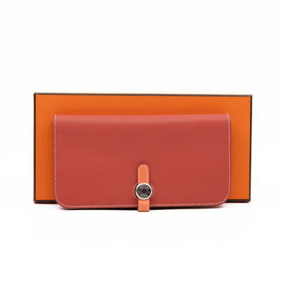 Dogon Long Wallet Sanguine Crevette Leather