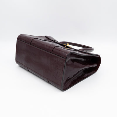 Small Bayswater Oxblood Polished Croc Embossed Leather