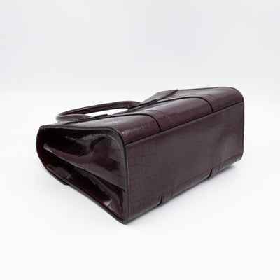 Small Bayswater Oxblood Polished Croc Embossed Leather