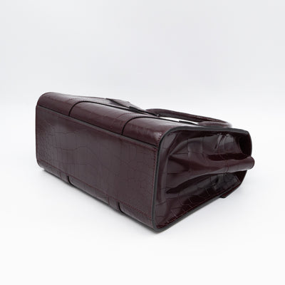 Small Bayswater Oxblood Polished Croc Embossed Leather