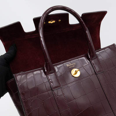 Small Bayswater Oxblood Polished Croc Embossed Leather