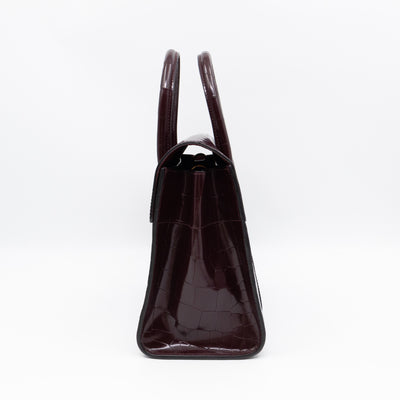 Small Bayswater Oxblood Polished Croc Embossed Leather