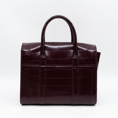 Small Bayswater Oxblood Polished Croc Embossed Leather