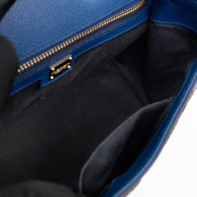 Sicily Medium Drummer Print Blue Leather
