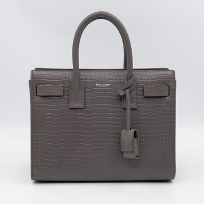 Sac de Jour Baby Gray Lizard Embossed Leather